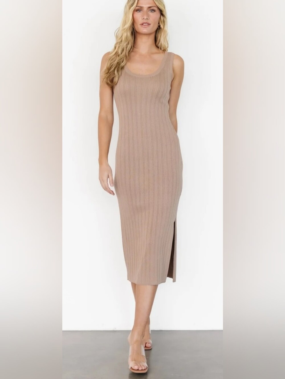 NWT Baltic Born Natural Rue Ribbed Midi Tank Dress Size Small
